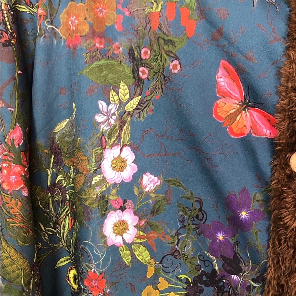 EMERY ROSE Floral & Butterfly Print Contrast Trim Hooded Coat  3XL - Picture 9 of 15